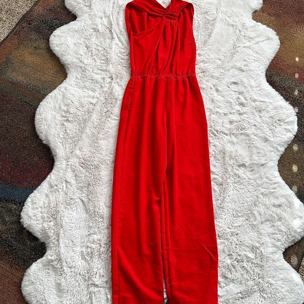 PINKO Daitarn Fluid Crepe Jumpsuit Red Size 2 US - Picture 5 of 11